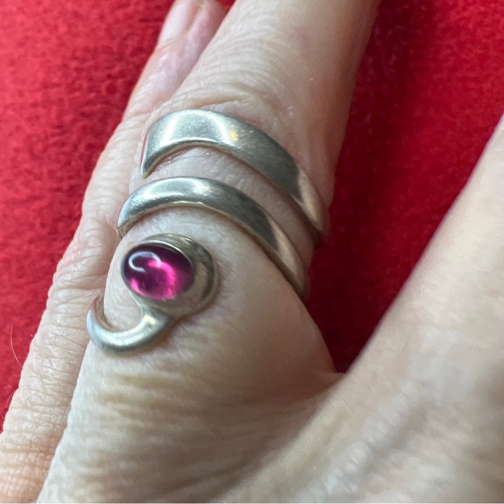 Vintage sterling silver DLD modernist freeform amethyst ring size 6 - Picture 2 of 10